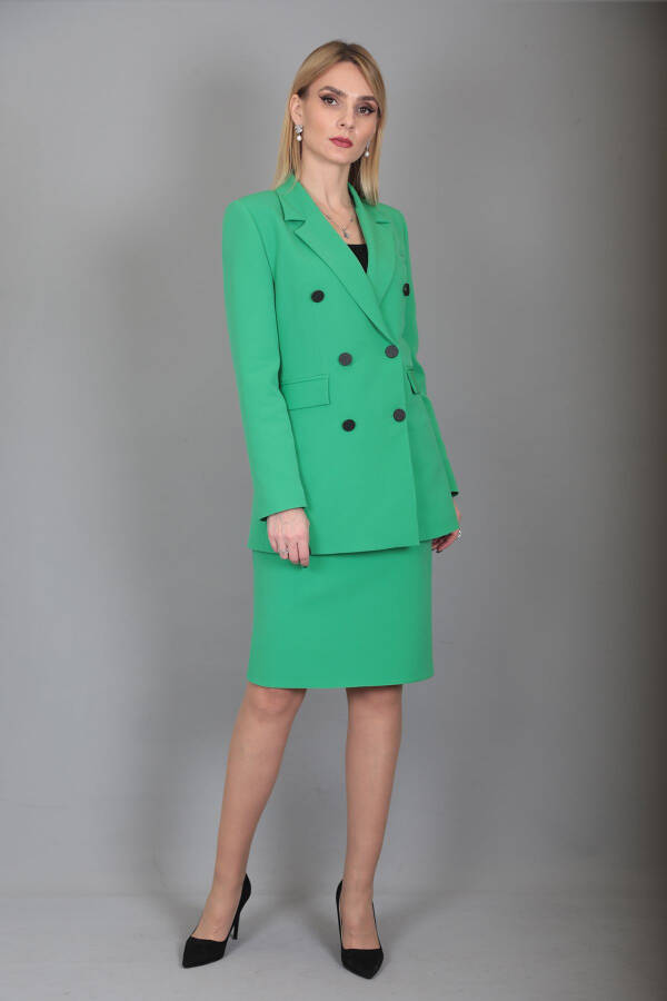 Blazer Jacket & Pencil Skirt Suit - Light Green - 22