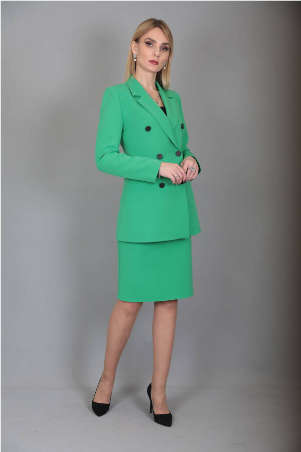 Blazer Jacket & Pencil Skirt Suit - Light Green - 23