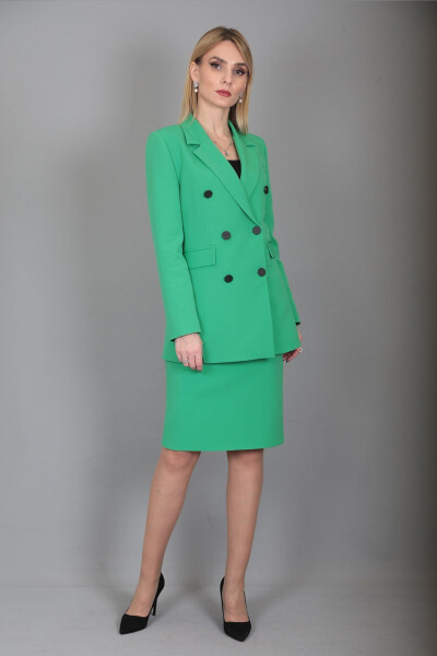 Blazer Jacket & Pencil Skirt Suit - Light Green - 6