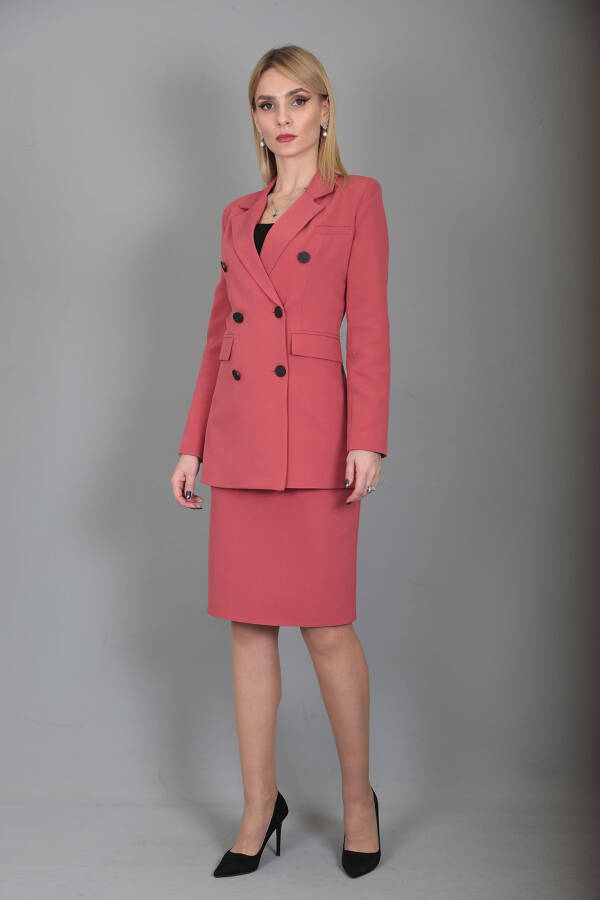 Blazer Jacket & Pencil Skirt Suit - Terracotta - 25