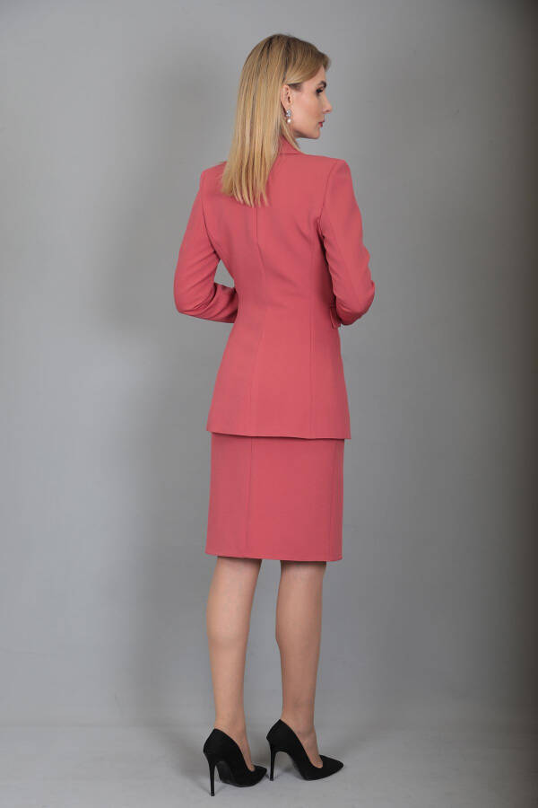 Blazer Jacket & Pencil Skirt Suit - Terracotta - 31