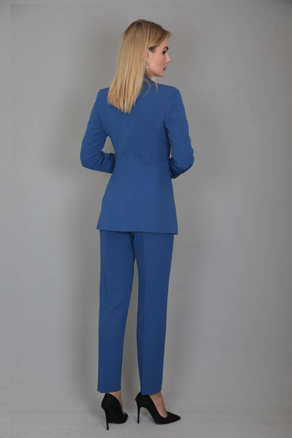 Blazer Jacket & Wide Leg Pants Suit - indigo - 20