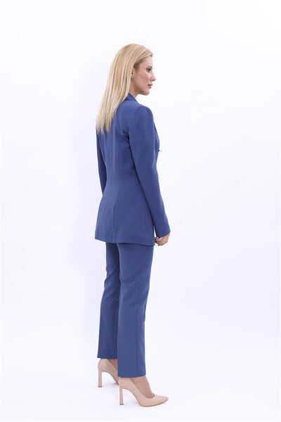 Blazer Jacket & Wide Leg Pants Suit - indigo - 9