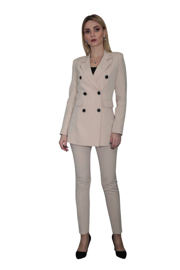 Blazer Jacket & Wide Leg Pants Suit - Mink - 13