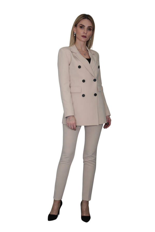 Blazer Jacket & Wide Leg Pants Suit - Mink - 15