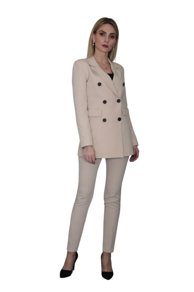 Blazer Jacket & Wide Leg Pants Suit - Mink - 10