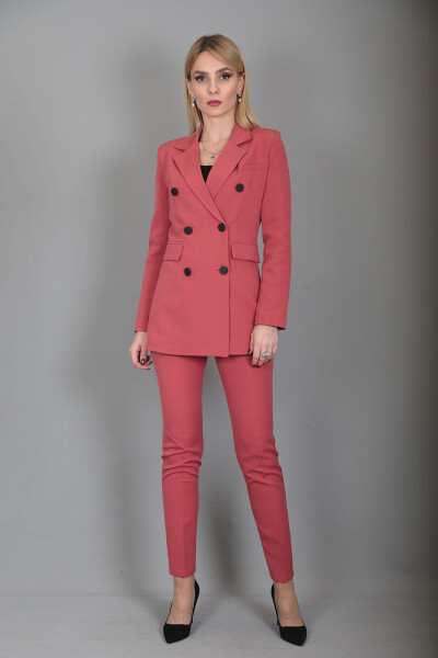 Blazer Jacket & Wide Leg Pants Suit - Terracotta - 16