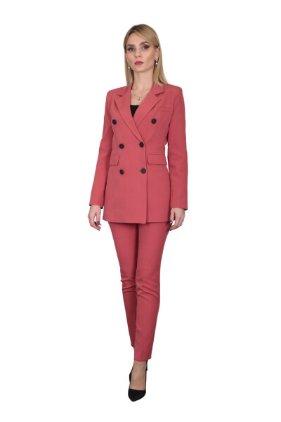 Blazer Jacket & Wide Leg Pants Suit - Terracotta - 11