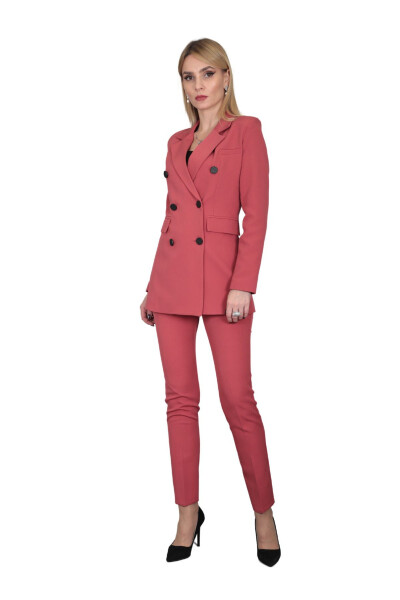 Blazer Jacket & Wide Leg Pants Suit - Terracotta - 12