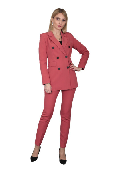 Blazer Jacket & Wide Leg Pants Suit - Terracotta - 15