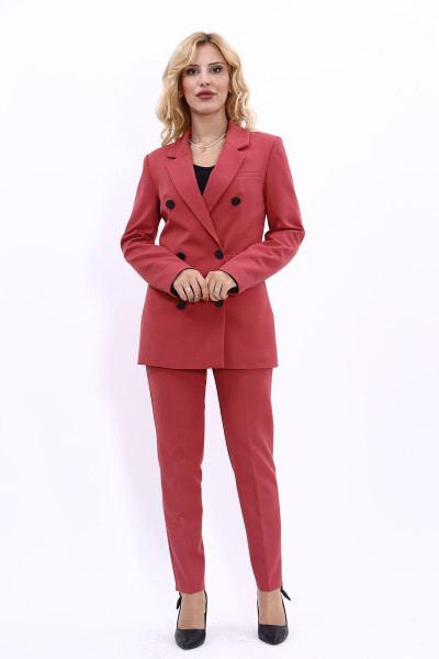 Blazer Jacket & Wide Leg Pants Suit - Terracotta - 10