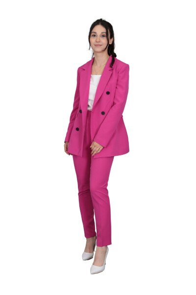 Blazer Jacket & Wide Leg Trousers Suit - Fuchsia - 13