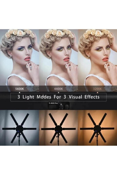 BLD-34 Halkalı Işık 6 Tüp Reklam Makyaj Model Profesyonel Yıldız Led Stüdyo Çekim Fotoğraf Işığı - 3