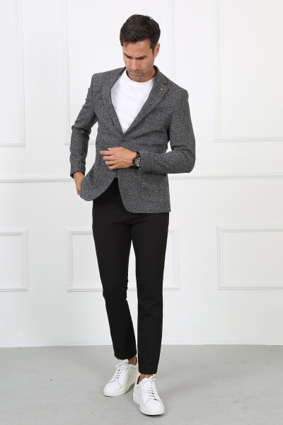 Блейзер Slim Fit Однобортный 7137-1 R2 Черный - 6