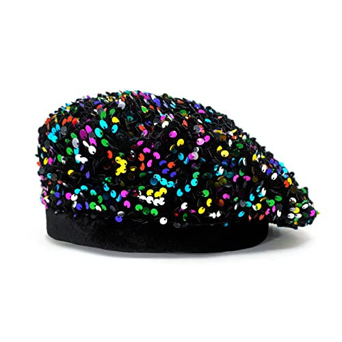 Bling Beret Hats for Women Sequin Paris Artist Cap Fashionable Ladies Sparkle Shining French Style Beanie Beret - 1