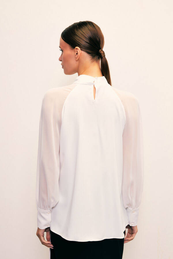 Blouse with Collar Accessory - ECRU - 7