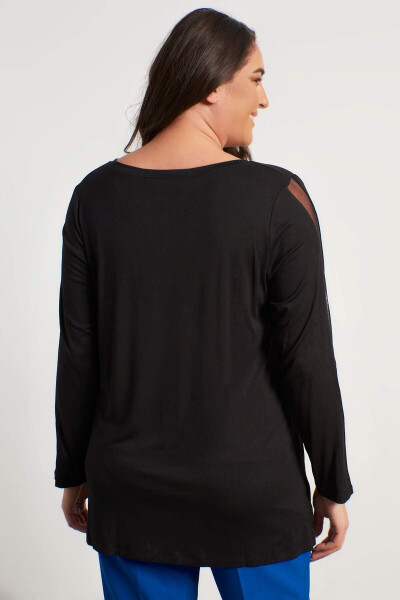 Blouse with Mesh Sleeve Detail - 5