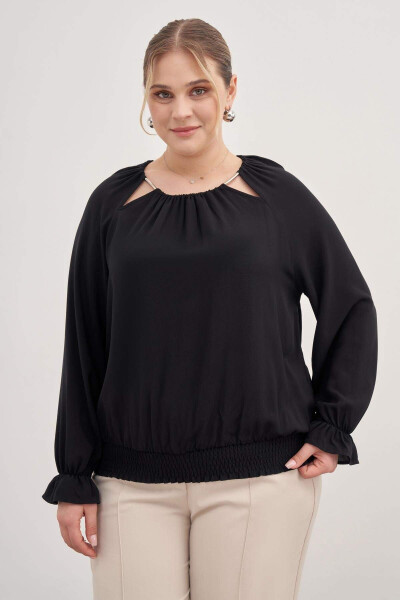 Blouse with Ring Detail Collar - 1