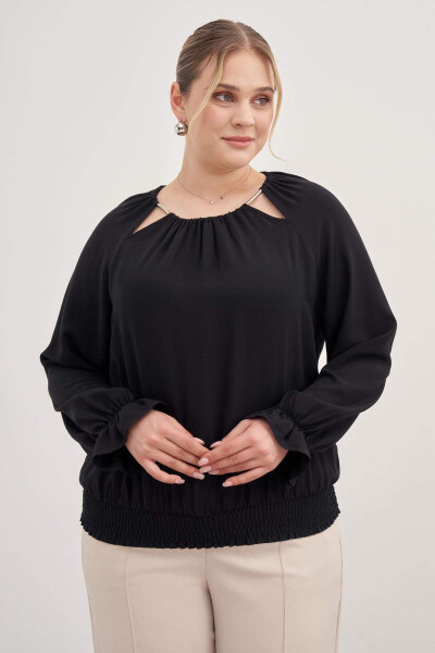 Blouse with Ring Detail Collar - 3