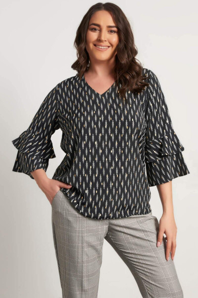 Blouse with Ruffled Sleeves - 1