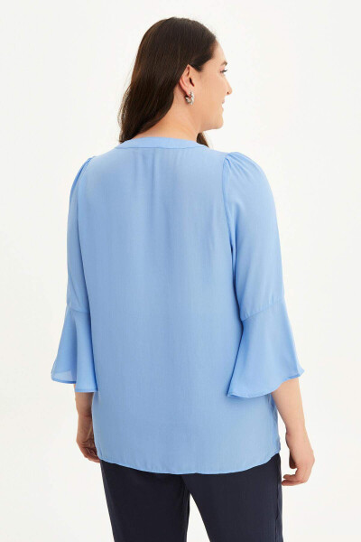 Blouse with Ruffles on the Front and Sleeves - 5