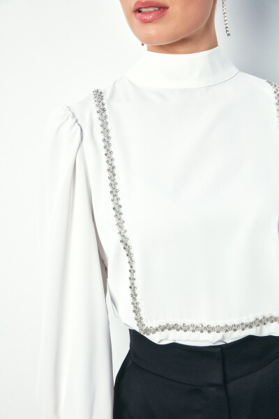 Blouse with Stone Details on the Front - ECRU - 19