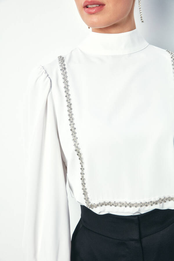 Blouse with Stone Details on the Front - ECRU - 19