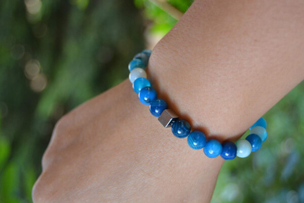 Blue Agate Bracelet Natural Stone - 1