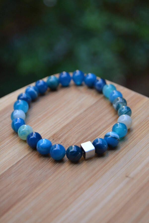 Blue Agate Bracelet Natural Stone - 3