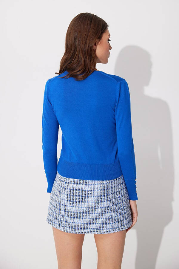 Blue Basic Knit Sweater - 5