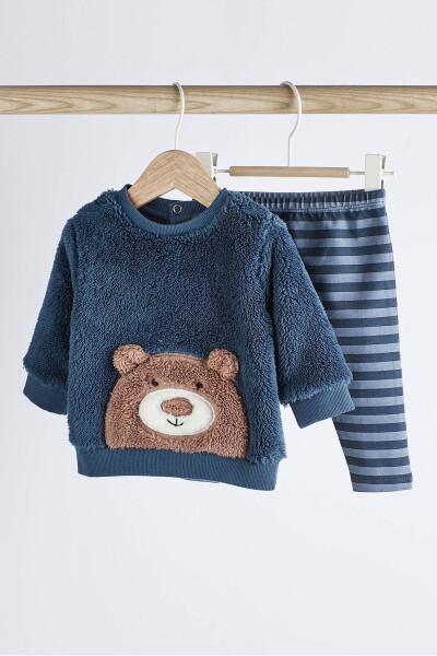 Blue Bear Fleece Sweatshirt and Leggings Set - 1