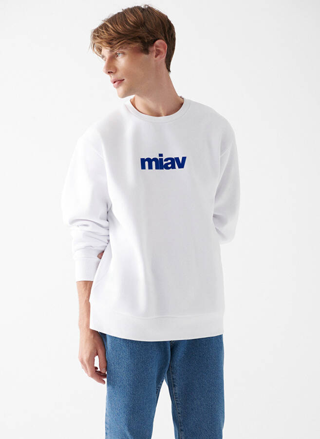 Blue Bicycle Collar White Men's Sweatshirt M0610925-620_MİAV PRINTED SWEATSHIR - 1