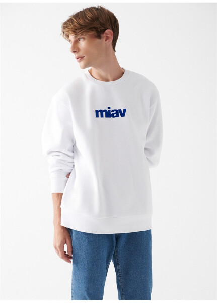 Blue Bicycle Collar White Men's Sweatshirt M0610925-620_MİAV PRINTED SWEATSHIR - 6