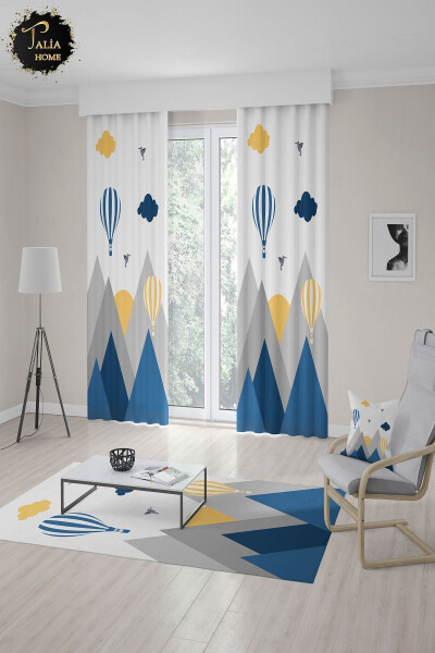 Blue Bird Valley Mountain Patterned Children's and Baby Room Blackout Curtain 2 Panels Tla-300 - 5