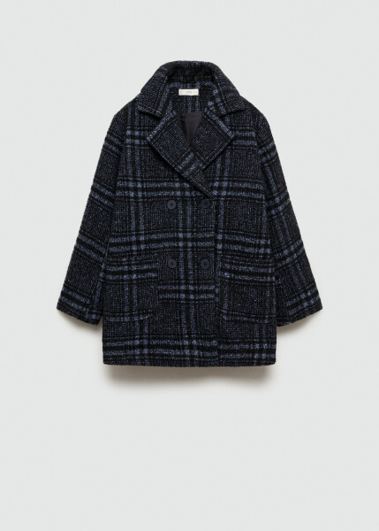 Blue checkered wool coat - 10