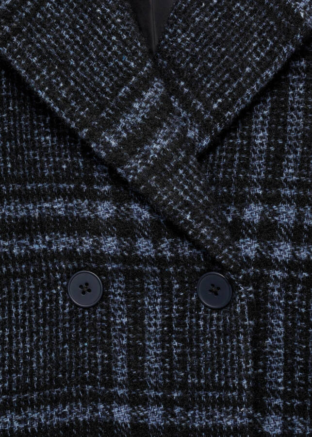 Blue checkered wool coat - 13