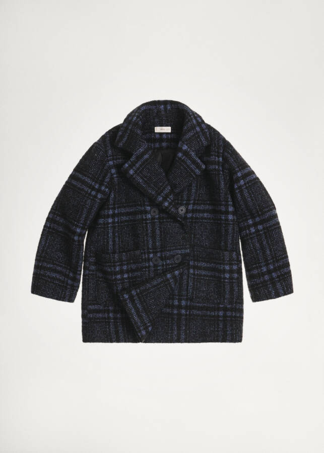 Blue checkered wool coat - 16