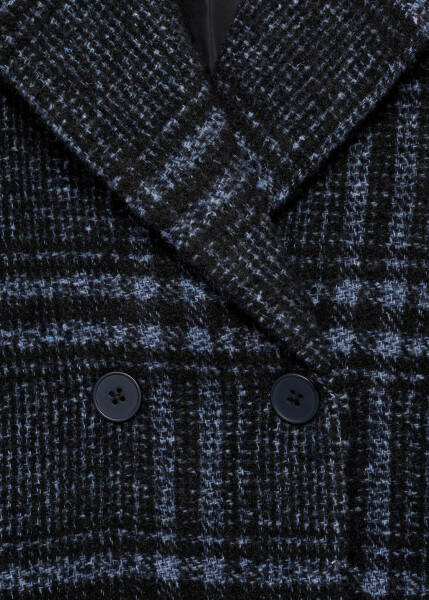 Blue checkered wool coat - 5