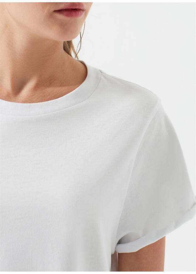 Blue Crew Neck Plain White Women's T-Shirt 168220-620 - 11