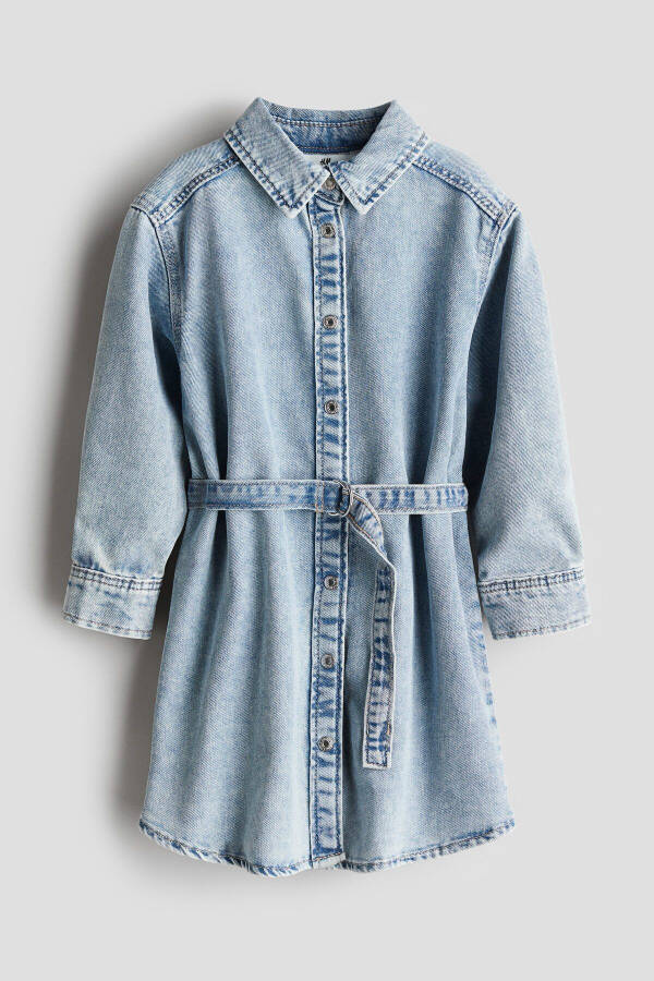 Blue denim shirt dress. - 1