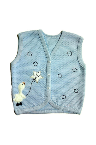 Blue detailed baby boy vest - 1