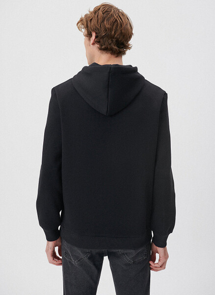 Blue hooded black men's sweatshirt - 10