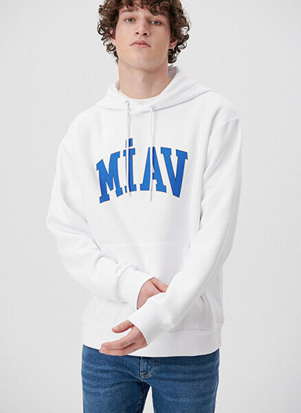 Blue Hooded White Men's Sweatshirt M0S10122-620-620_MİAV HOODED - 1