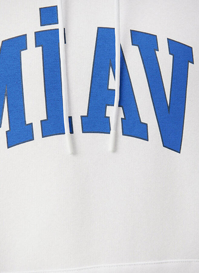 Blue Hooded White Men's Sweatshirt M0S10122-620-620_MİAV HOODED - 6