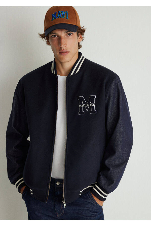 Blue M Printed Navy Bomber Jacket - 5