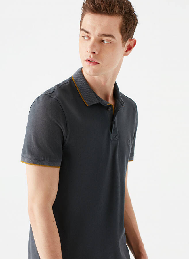 Blue Plain Dark Grey Men's Polo T-Shirt 065920-30653 POLO T-SHIRT Shadow Grey - 2