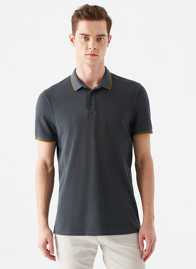 Blue Plain Dark Grey Men's Polo T-Shirt 065920-30653 POLO T-SHIRT Shadow Grey - 3