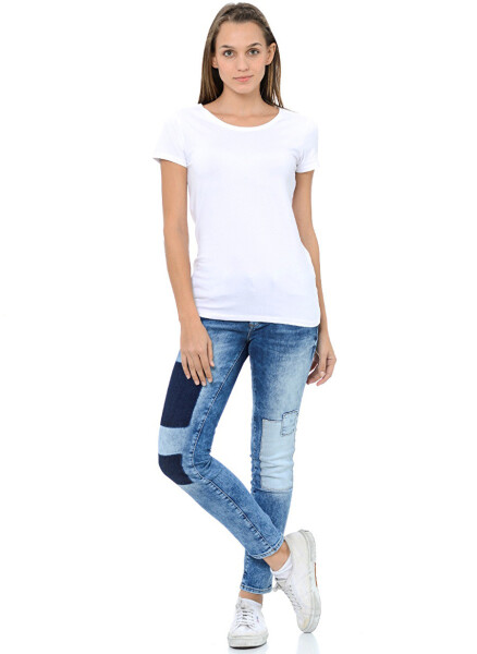 Blue Round Neck White Women's T-Shirt M162767-620 BASIC T-SHIRT - 2