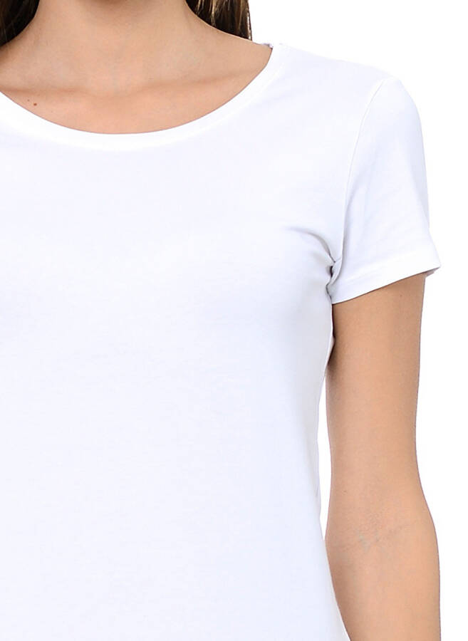 Blue Round Neck White Women's T-Shirt M162767-620 BASIC T-SHIRT - 5