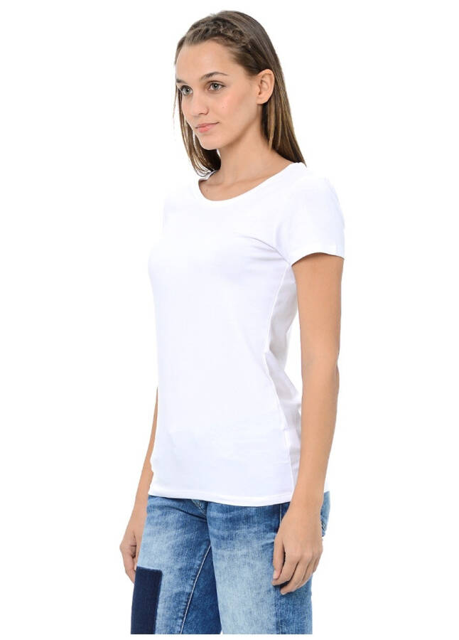 Blue Round Neck White Women's T-Shirt M162767-620 BASIC T-SHIRT - 9